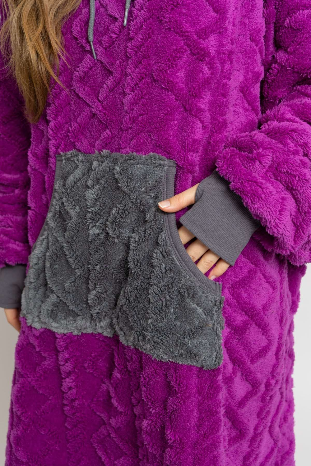 Decken-Hoodie – plum grau