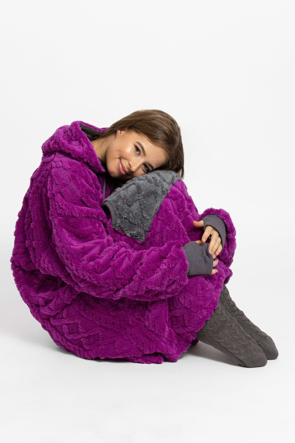 Decken-Hoodie – plum grau