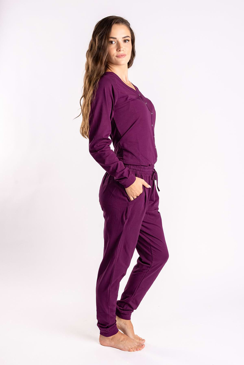 Damen-Schlafoverall – wine