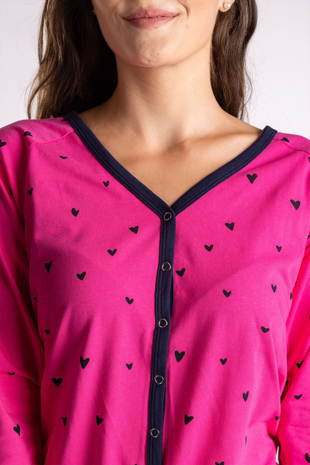 Damen-Schlafoverall – fuchsia hearts