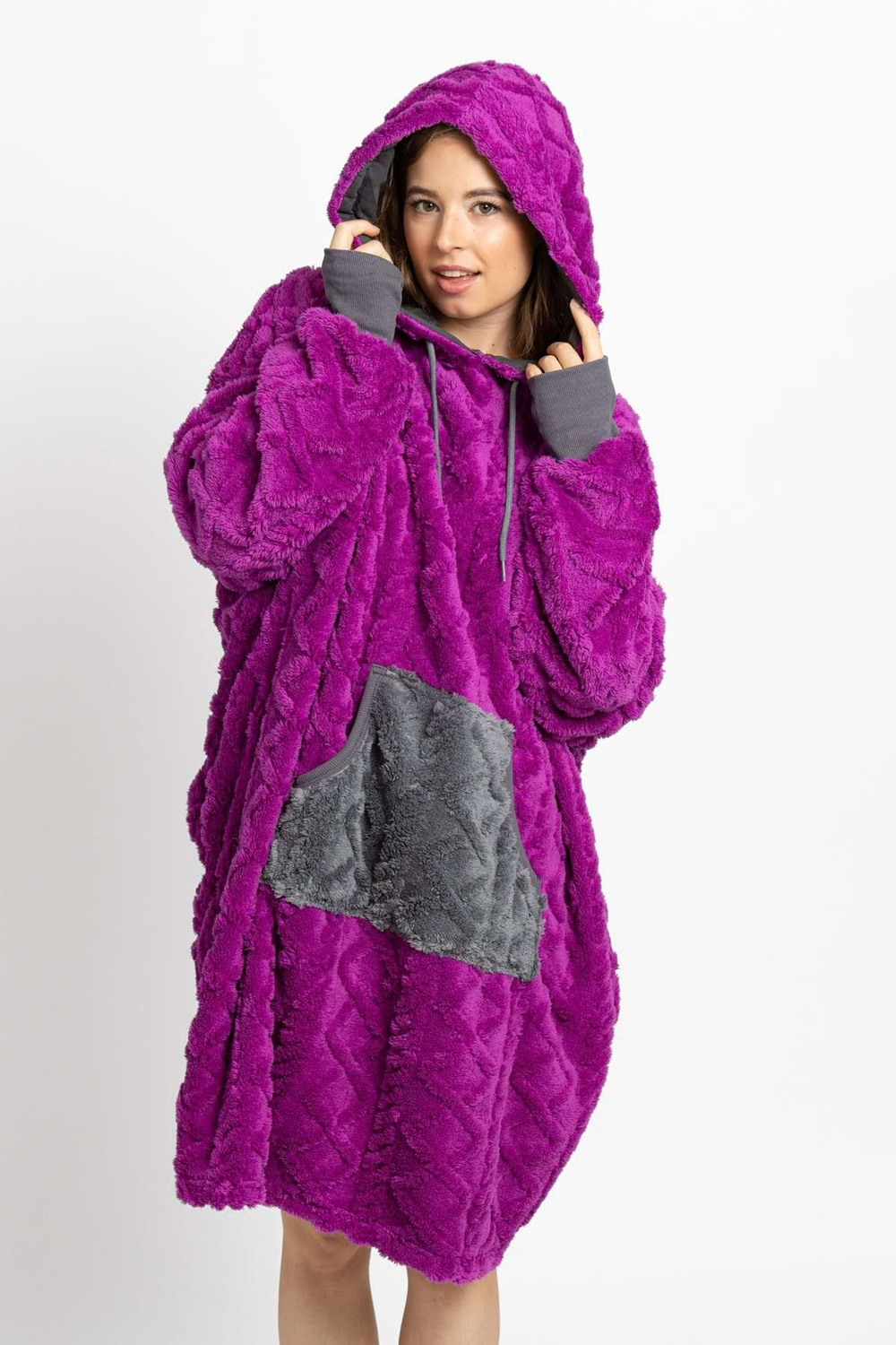 Decken-Hoodie – plum grau