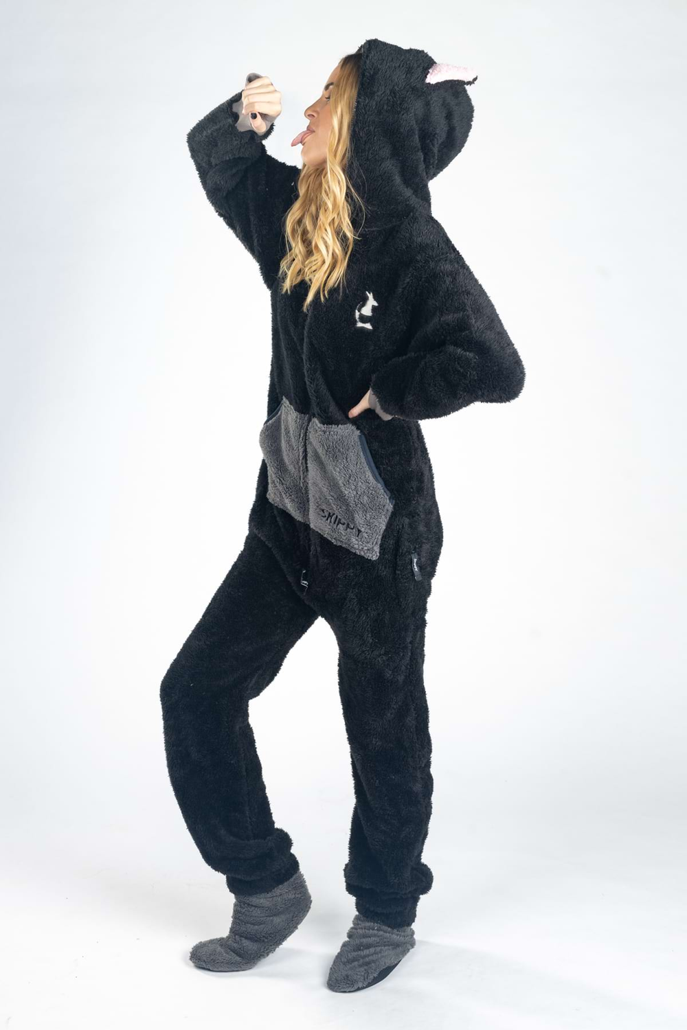 Onesie Teddy – Katze schwarz