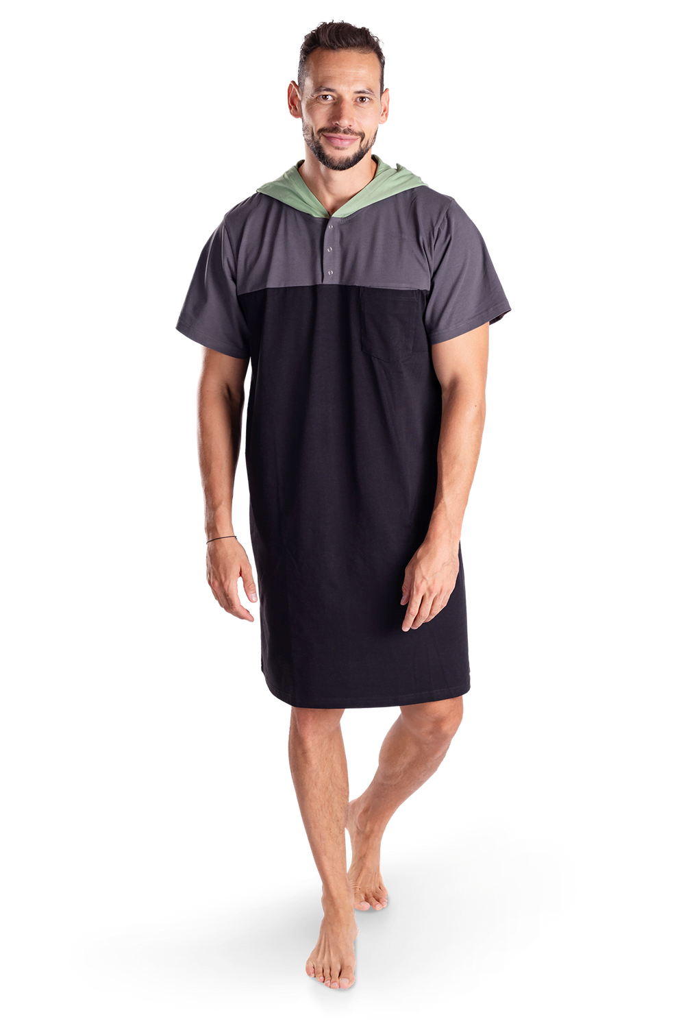Herren-Nachthemd – schwarz grün Herren-Nachthemd – schwarz grün