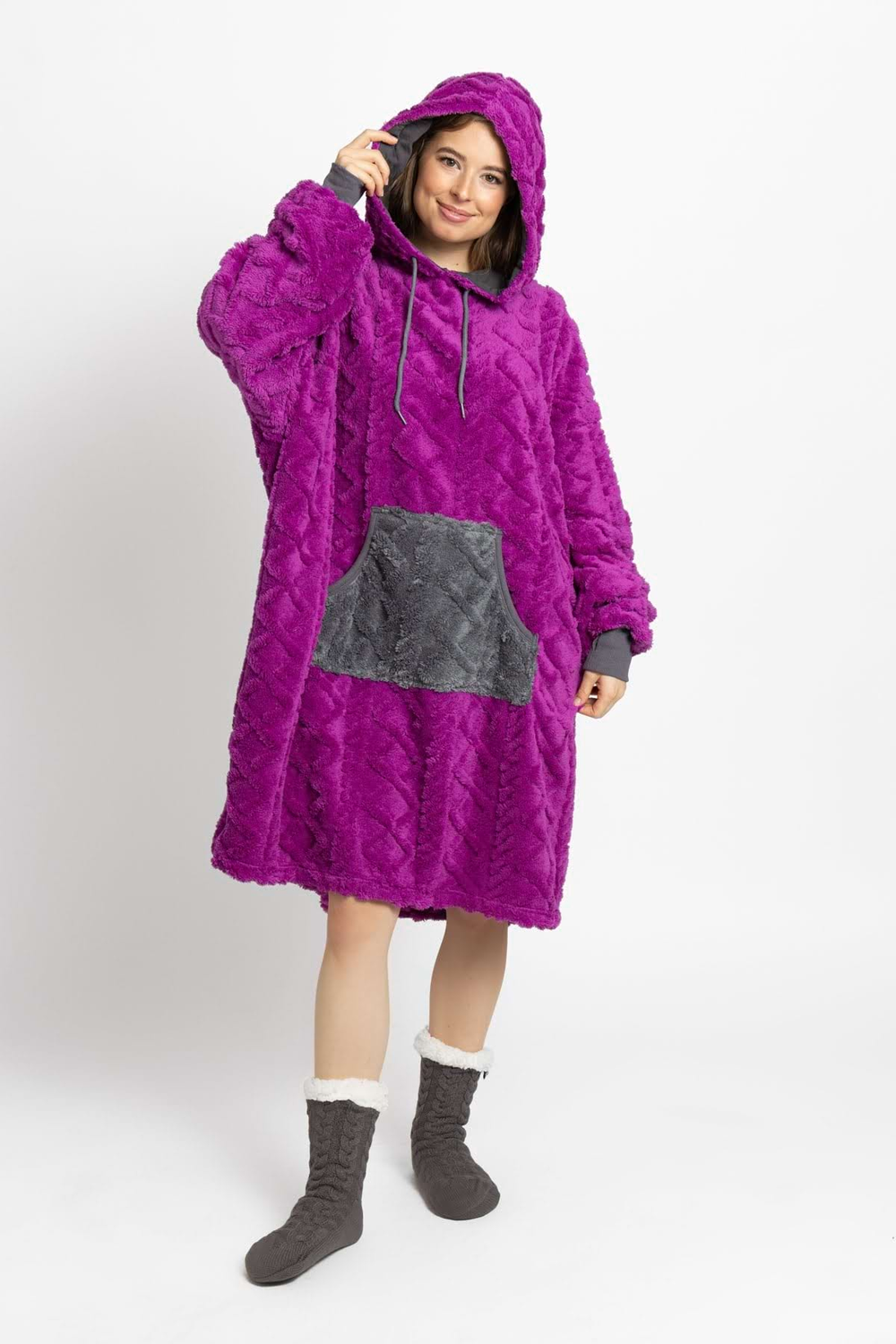 Decken-Hoodie – plum grau