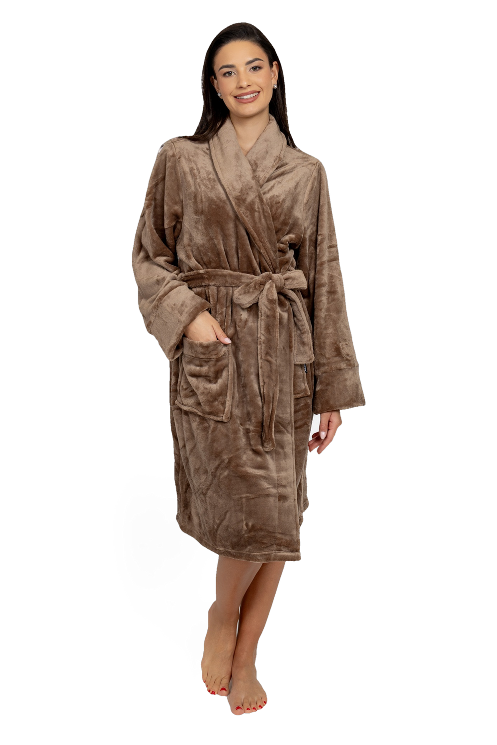 Damen-Bademantel – cappuccino
