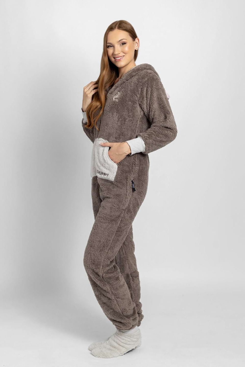 Onesie Teddy – graue Katze
