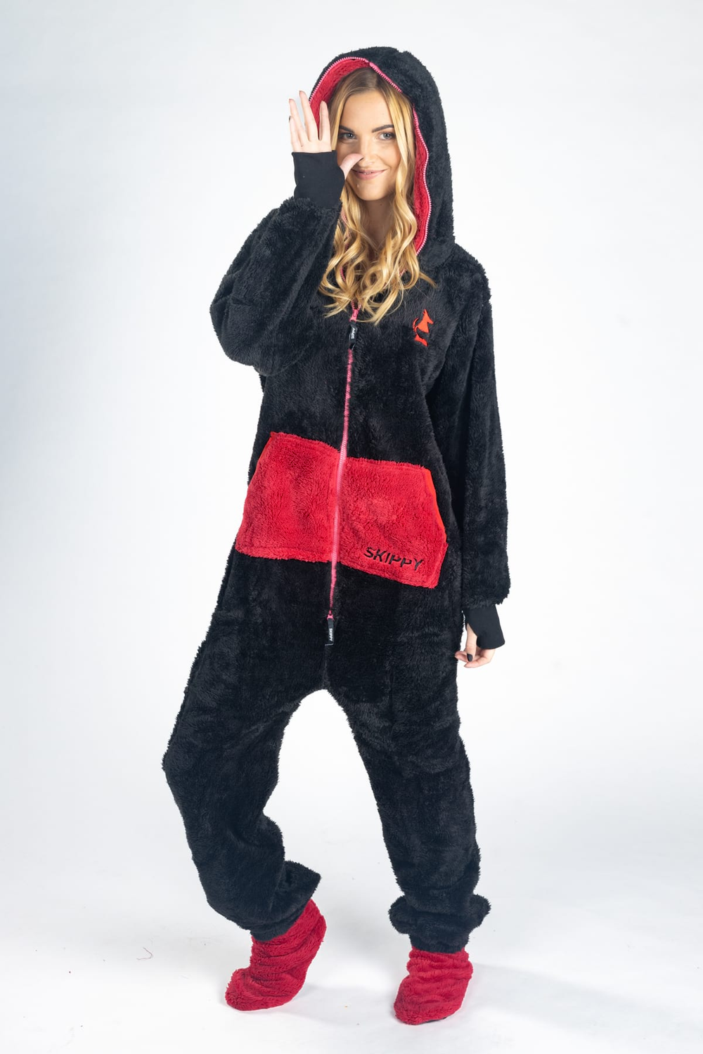 Onesie Teddy – schwarz pink