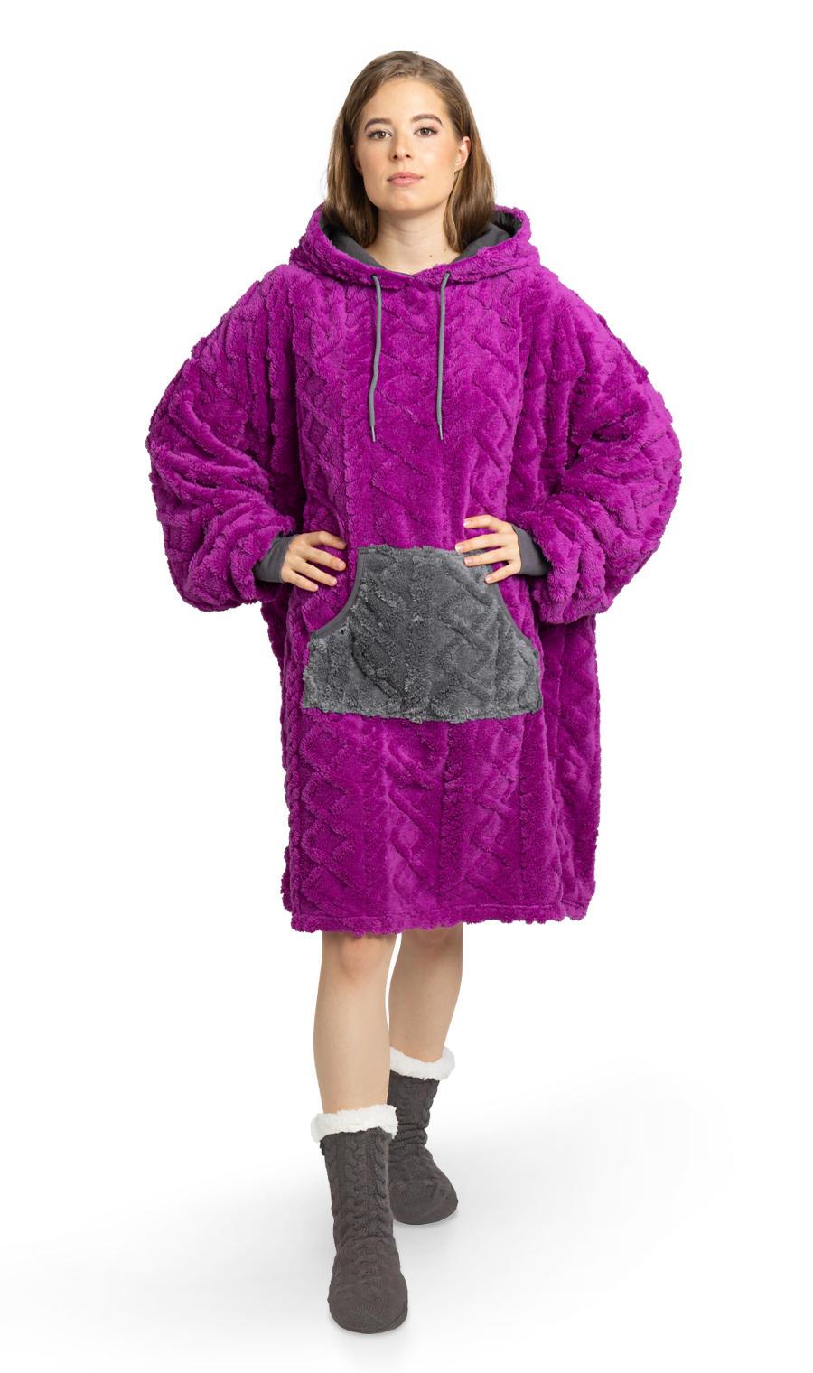 Decken-Hoodie – plum grau