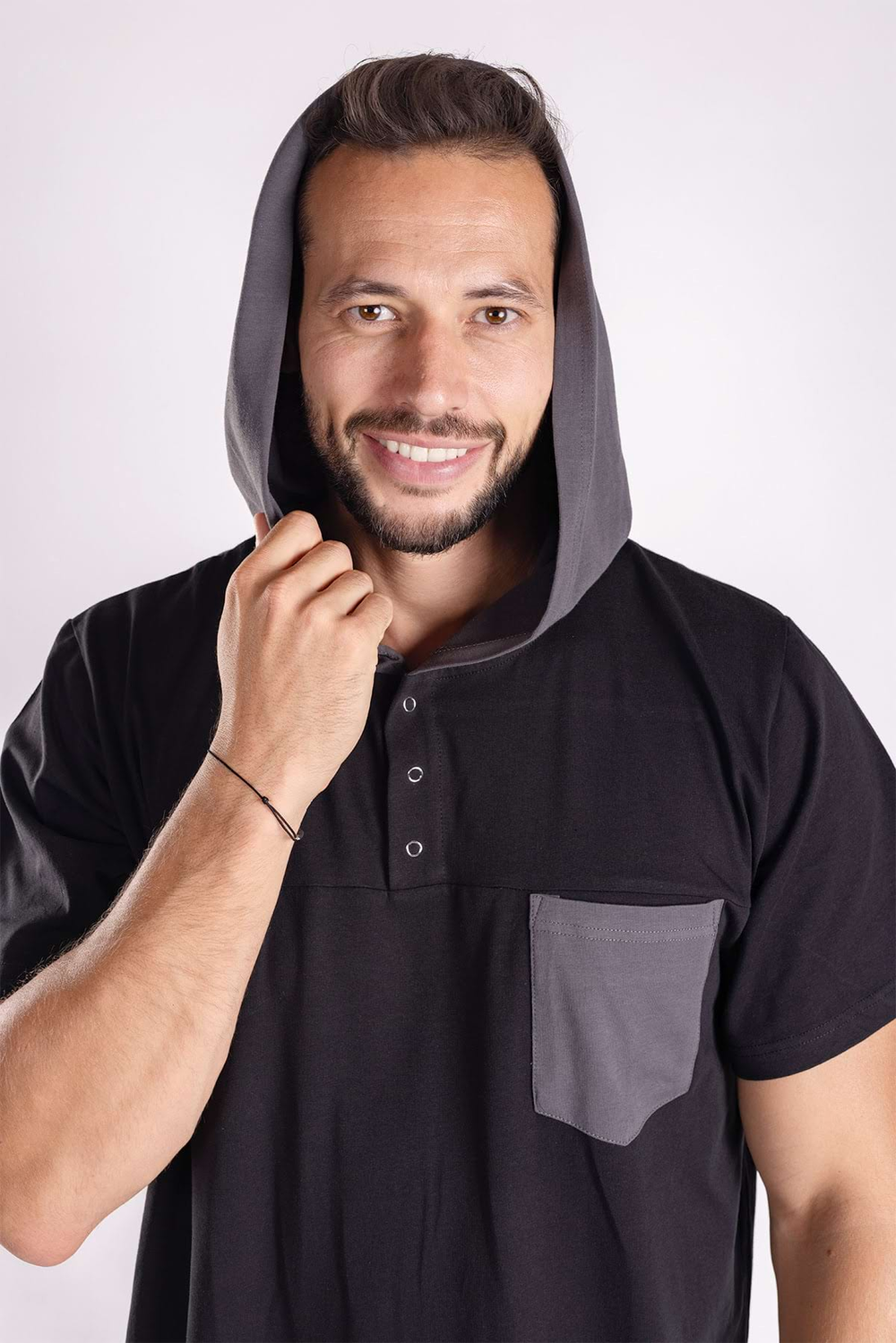 Herren-Nachthemd – schwarz