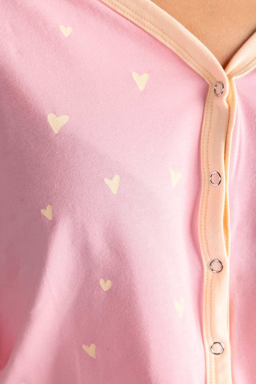 Damen-Schlafoverall – light pink hearts