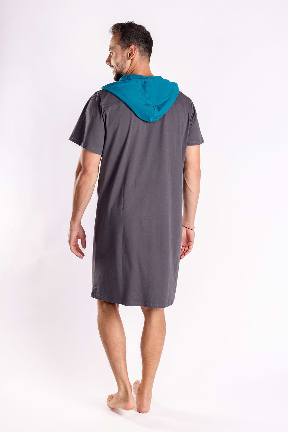 Herren-Nachthemd – grau petrol