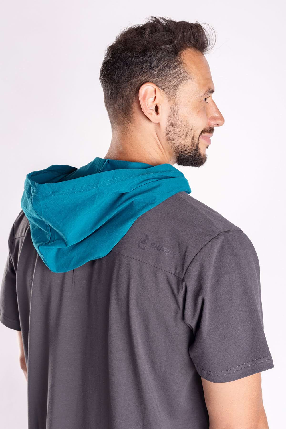 Herren-Nachthemd – grau petrol