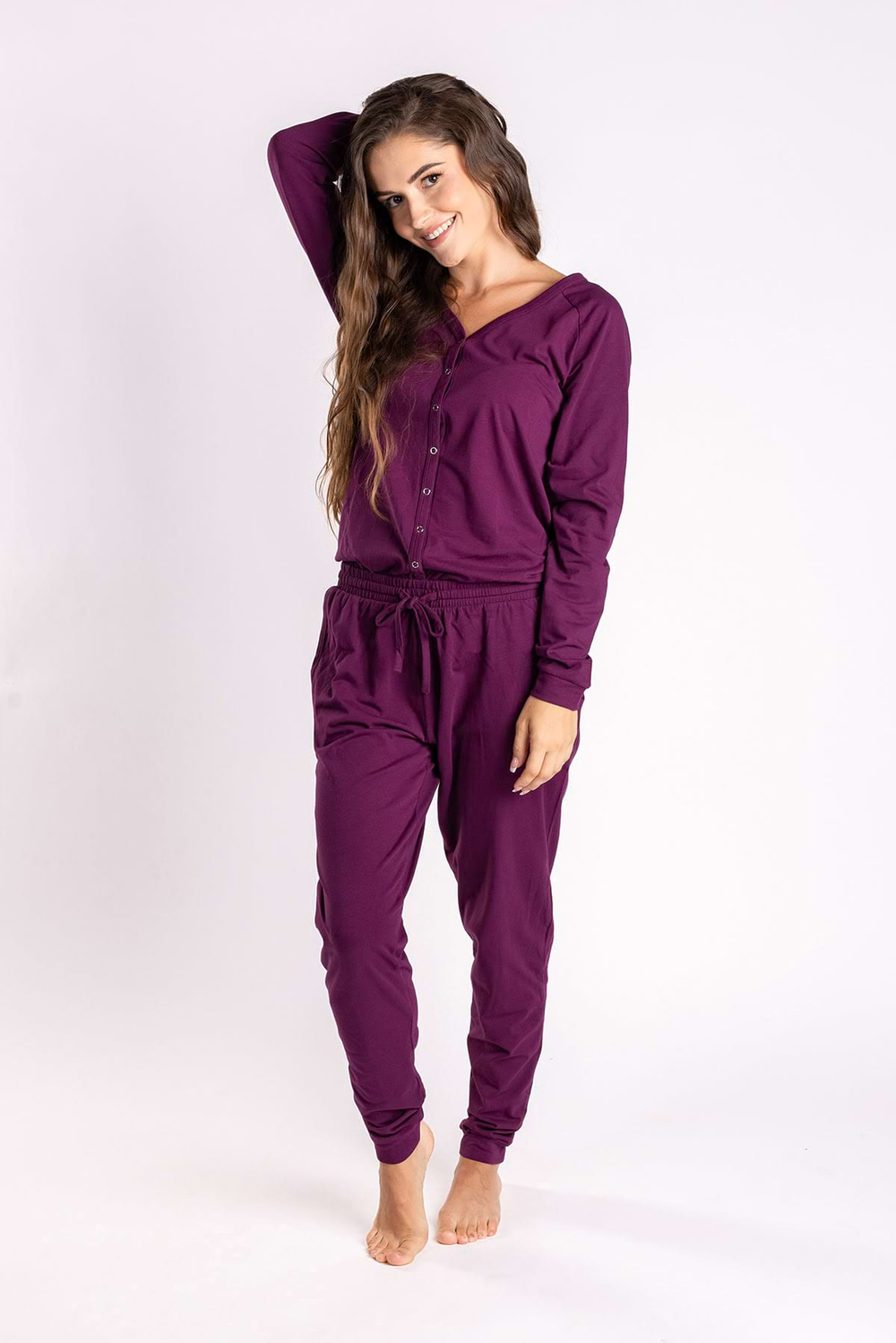 Damen-Schlafoverall – wine