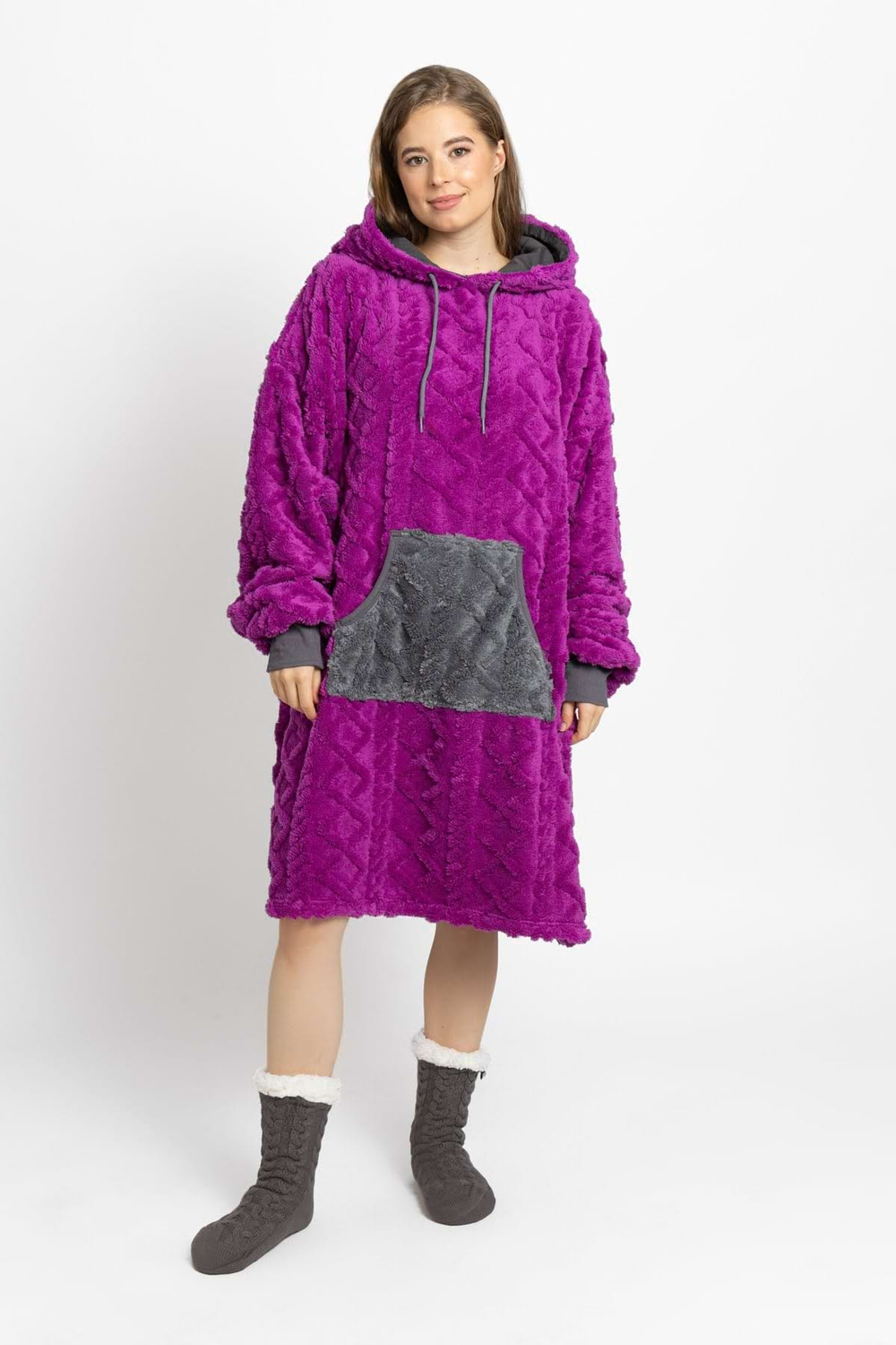 Decken-Hoodie – plum grau