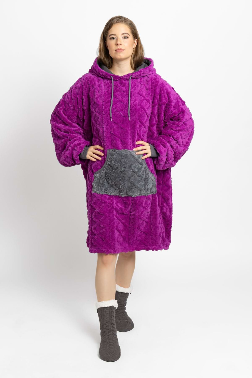 Decken-Hoodie – plum grau