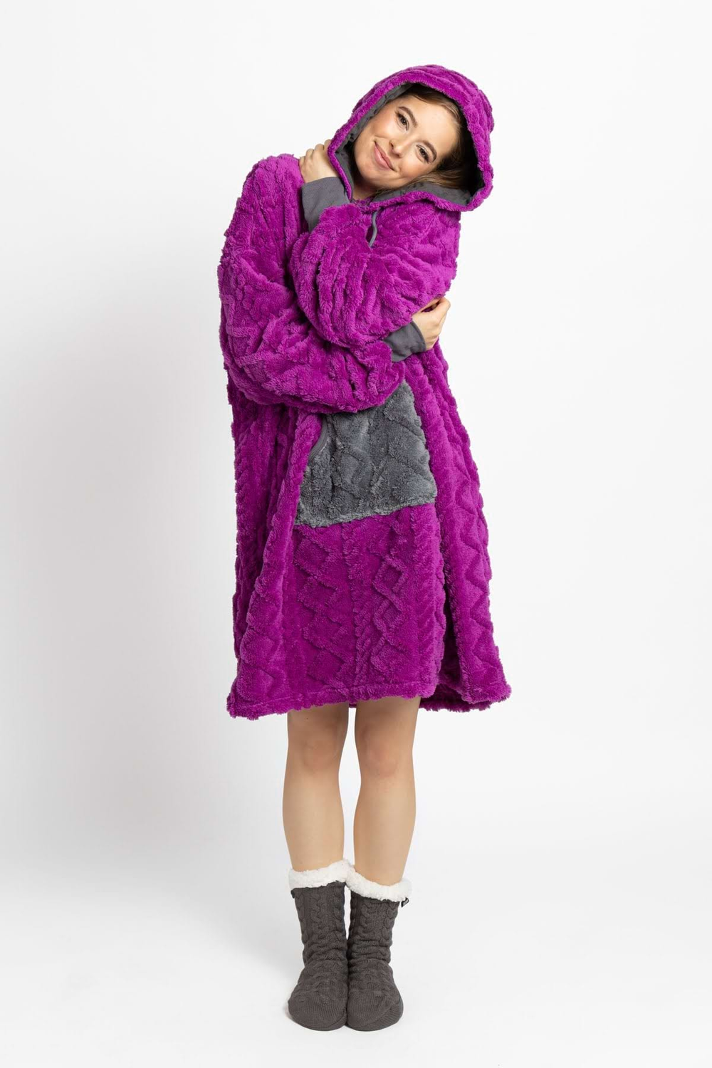 Decken-Hoodie – plum grau