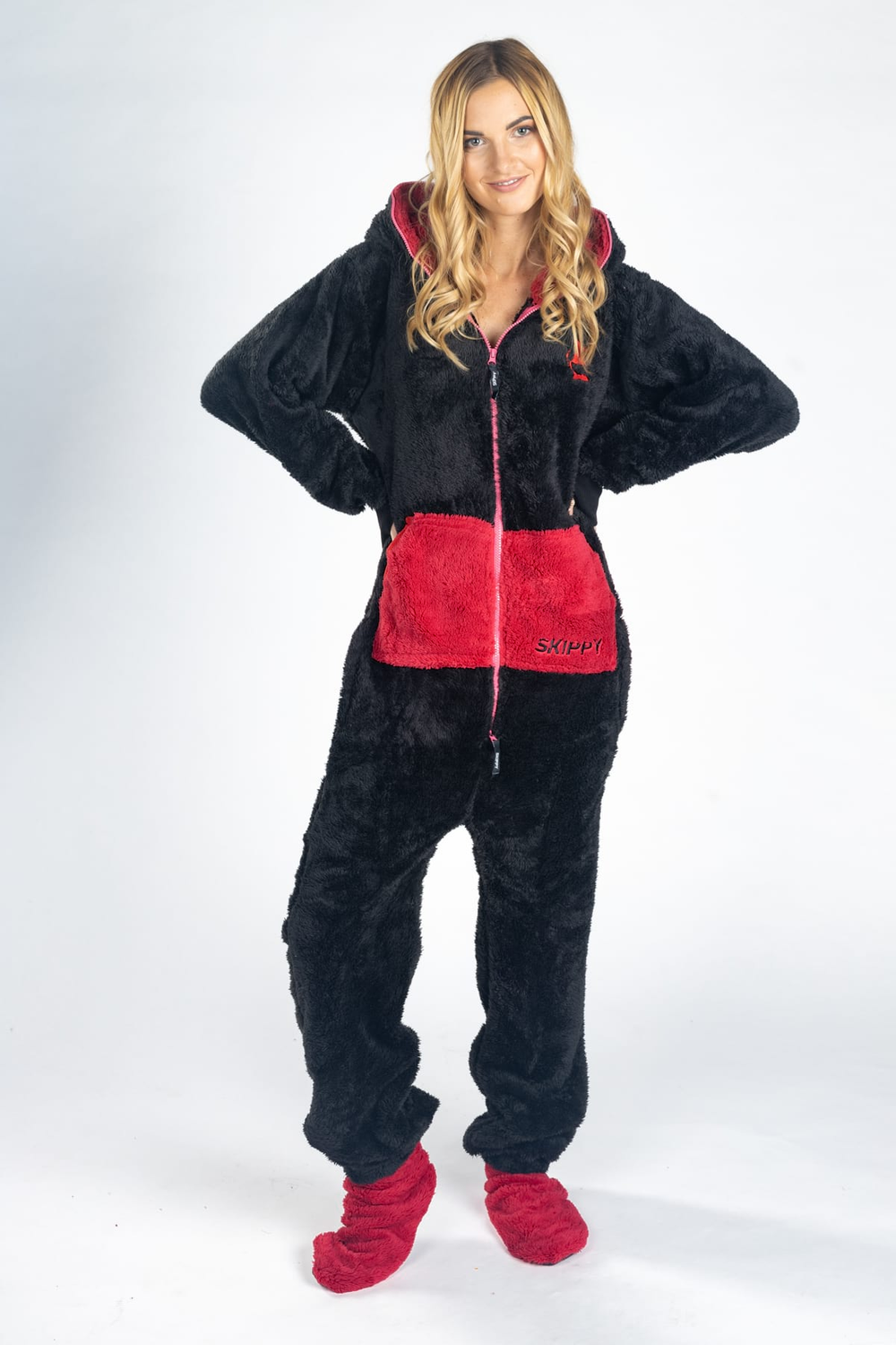 Onesie Teddy – schwarz pink