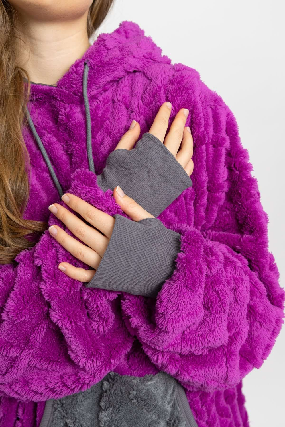 Decken-Hoodie – plum grau