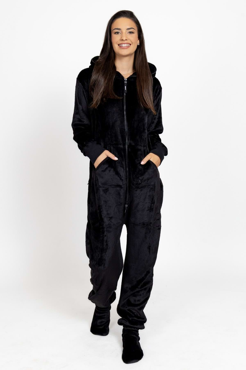 Onesie Velour – Schwarz