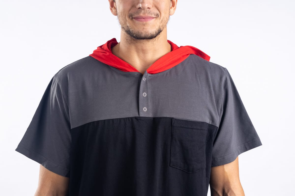 Herren-Nachthemd – schwarz rot