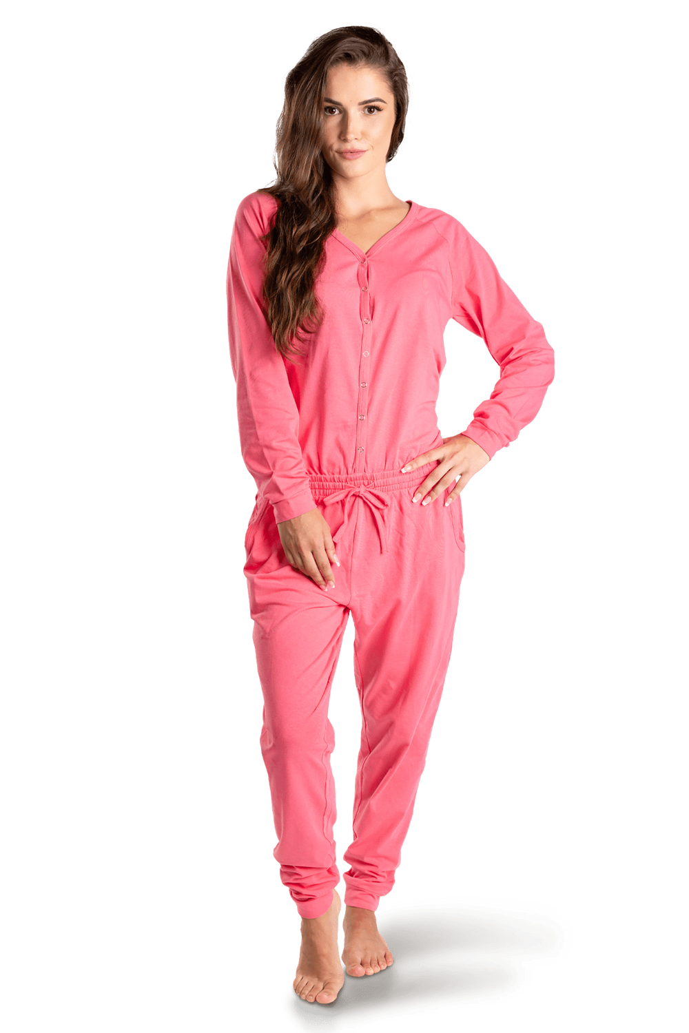 Damen-Schlafoverall – candy pink